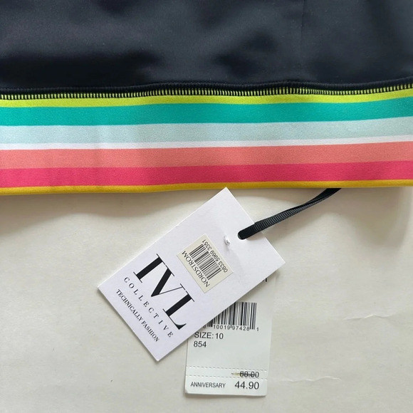 New IVL Collective Rainbow Stripe Sports Bra Size 10 L Black Maize Crossback - Picture 7 of 8
